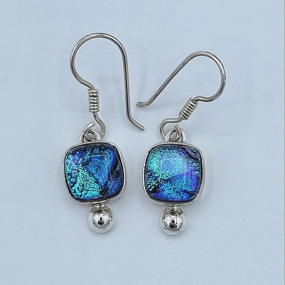 925 Silver Earrings Dichroic Glass #2463